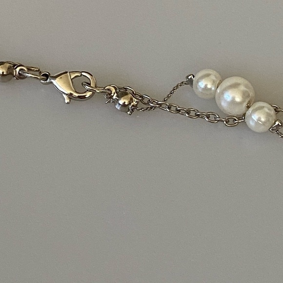 Necklace Two Strands Satellites Faux Acrylic Pearls & Beads Silver Tone 38” - Picture 7 of 11